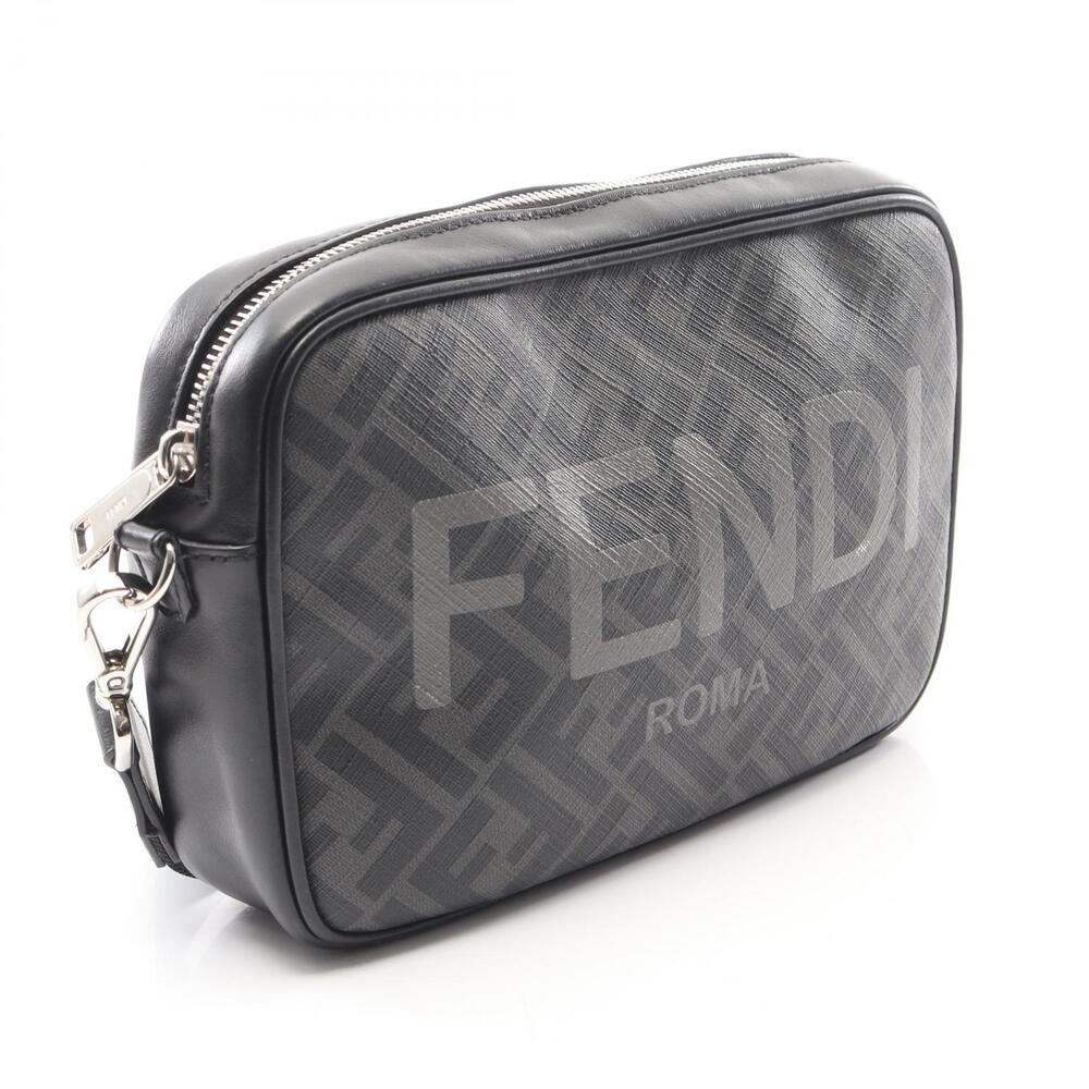 Fendi Case Leather Zucca Bag Diagonal Canvas Shoulder Camera Black Gray